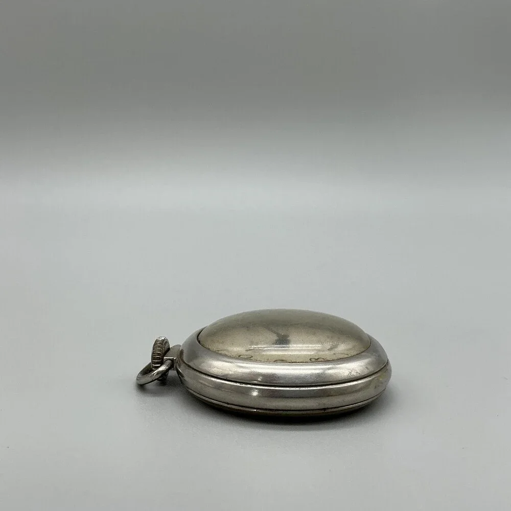 Vintage Westclox Scotty Pocket Watch Men 50mm Silver Tone White Dial Manual Wind